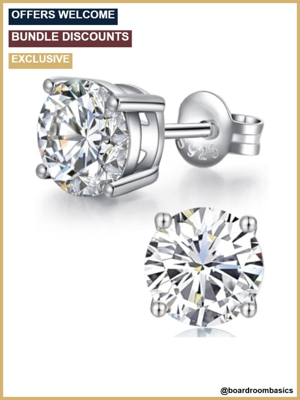 925 Sterling Silver Clear CZ Round Stud Earrings 8mm Fine Jewelry